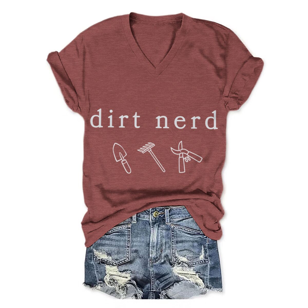 Camiseta feminina estampada Di - Gardening Tools Cartoon avaliação e preço